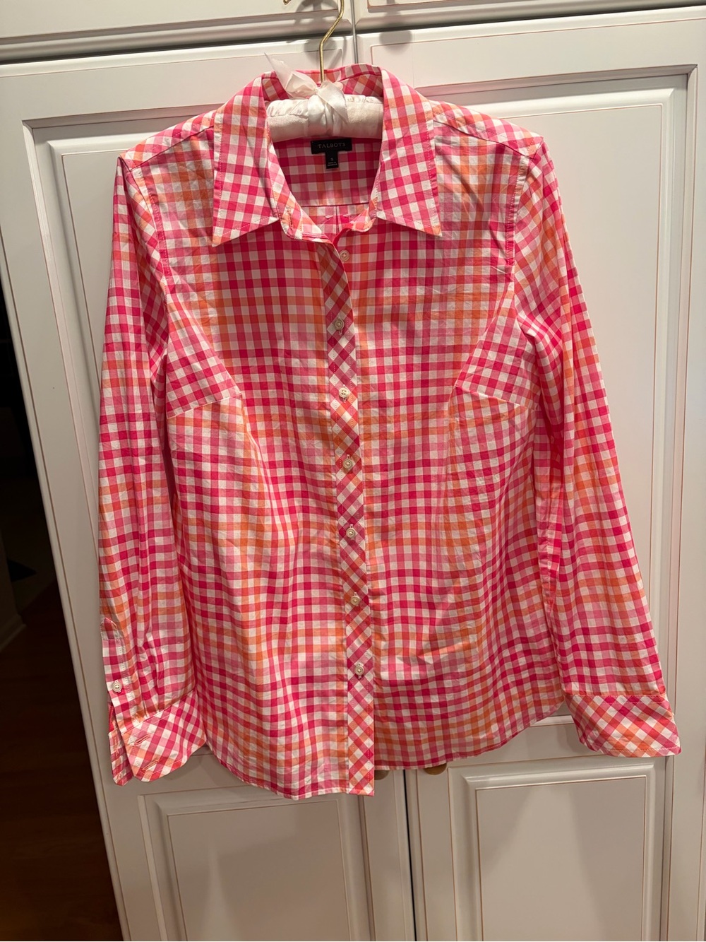 Talbots Pink and Orange Gingham Button-Down Shirt